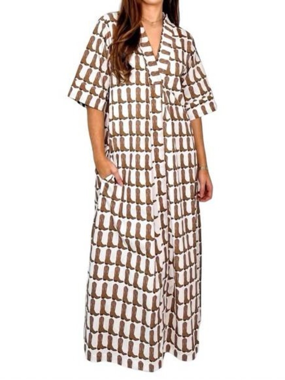 NWOT BROOKE WRIGHT henriette caftan dress in maroon boots. Sold out everywhere